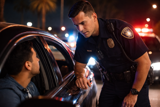 Nighttime traffic stop in California Driver asserting constitutional rights police stops during California traffic stop