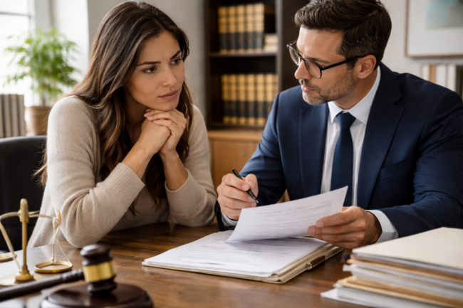 client discussing misdemeanor consequences with defense attorney