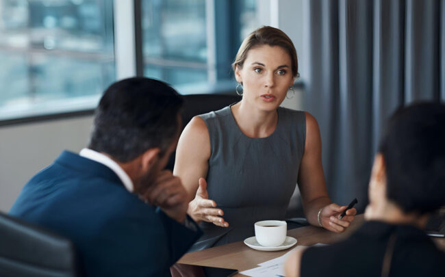 Family meeting with a lawyer about criminal charges