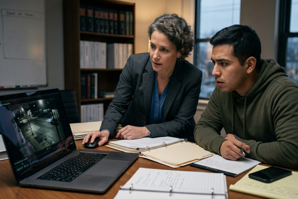 Attorney reviewing evidence in a criminal misidentification case