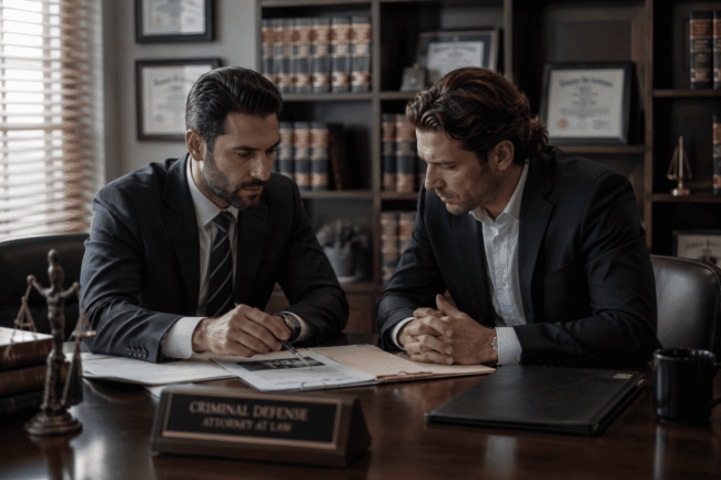 image-every-conversation-about-criminal Professionals reviewing every conversation about criminal strategy and planning documents