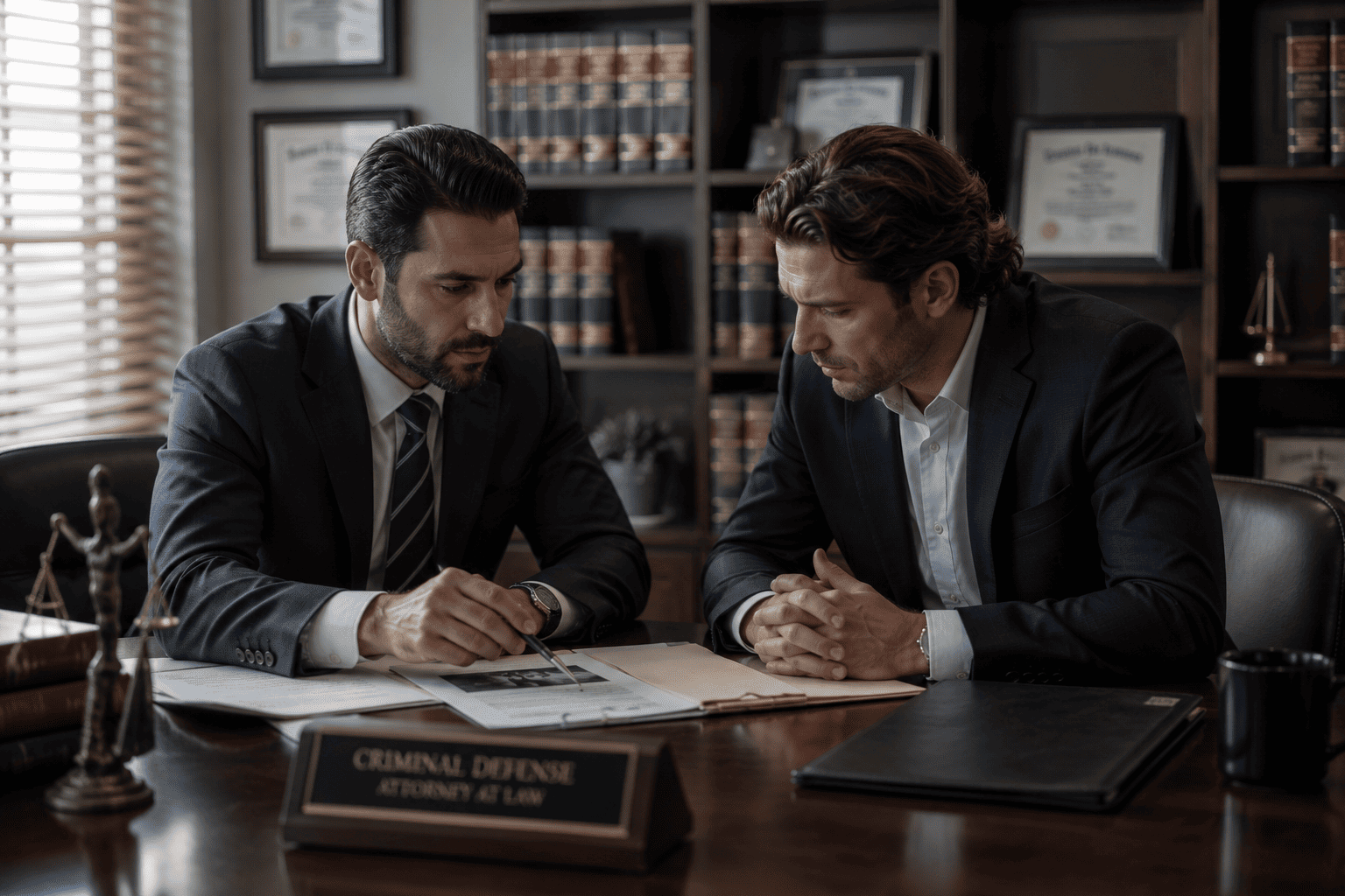 Professionals reviewing every conversation about criminal strategy and planning documents