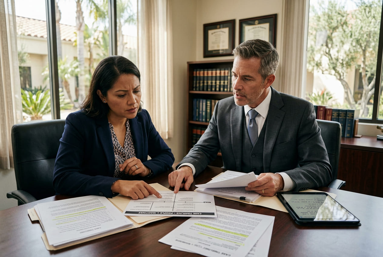 Attorney explaining a criminal investigation timeline in California