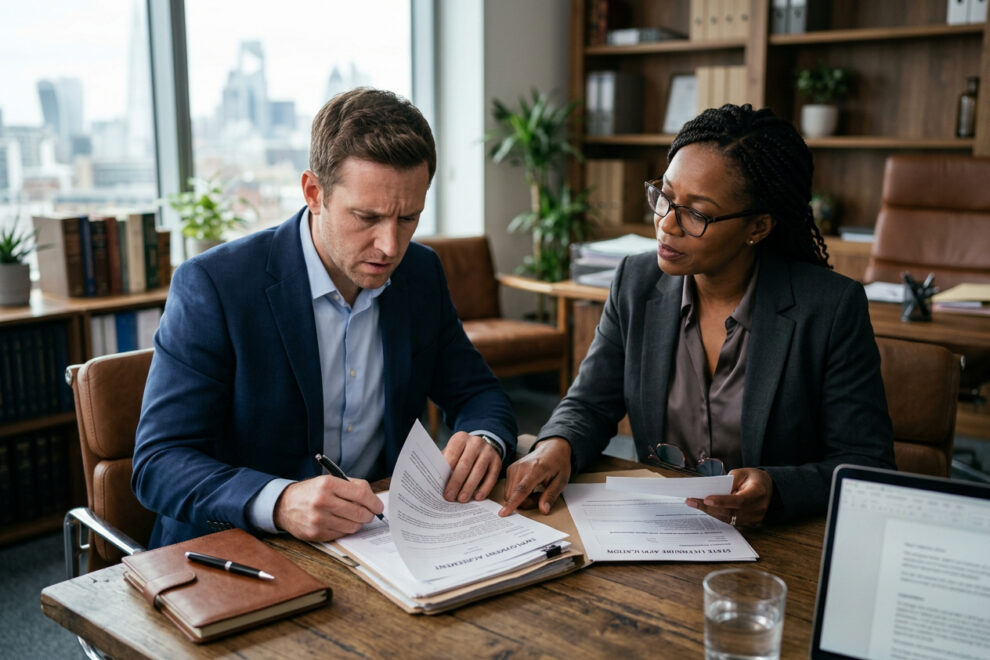 Attorney discussing criminal charges and professional future concerns with a client