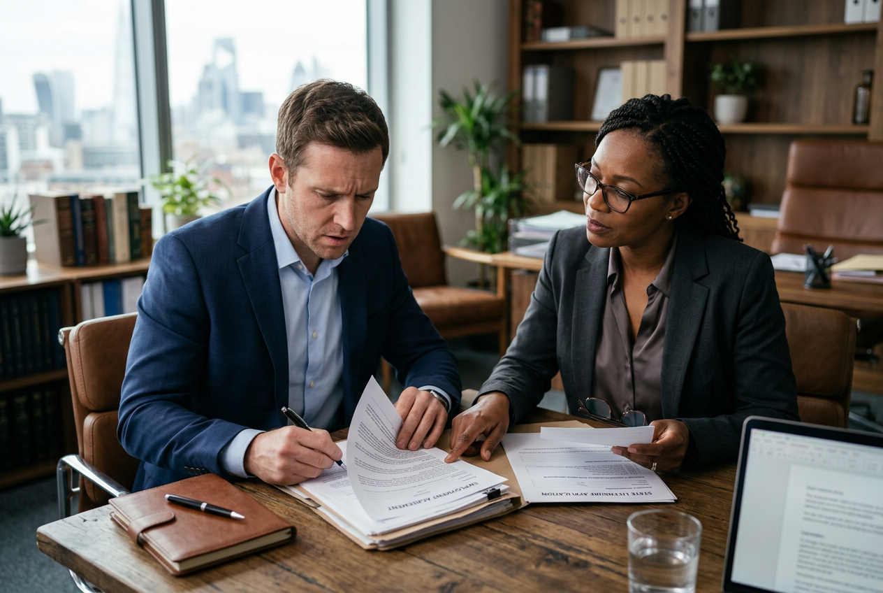 Attorney discussing criminal charges and professional future concerns with a client