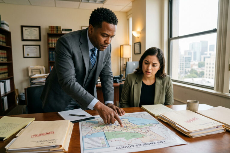 Attorney explaining a multi-county criminal case to a California defendant